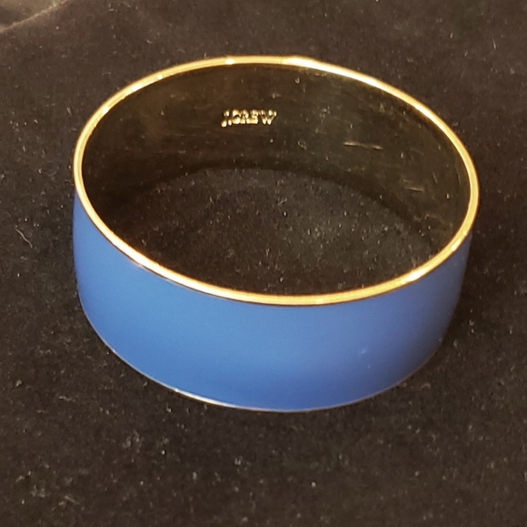 J Crew Blue Enamel and Gold Tone Bangle Classic - Picture 4 of 8